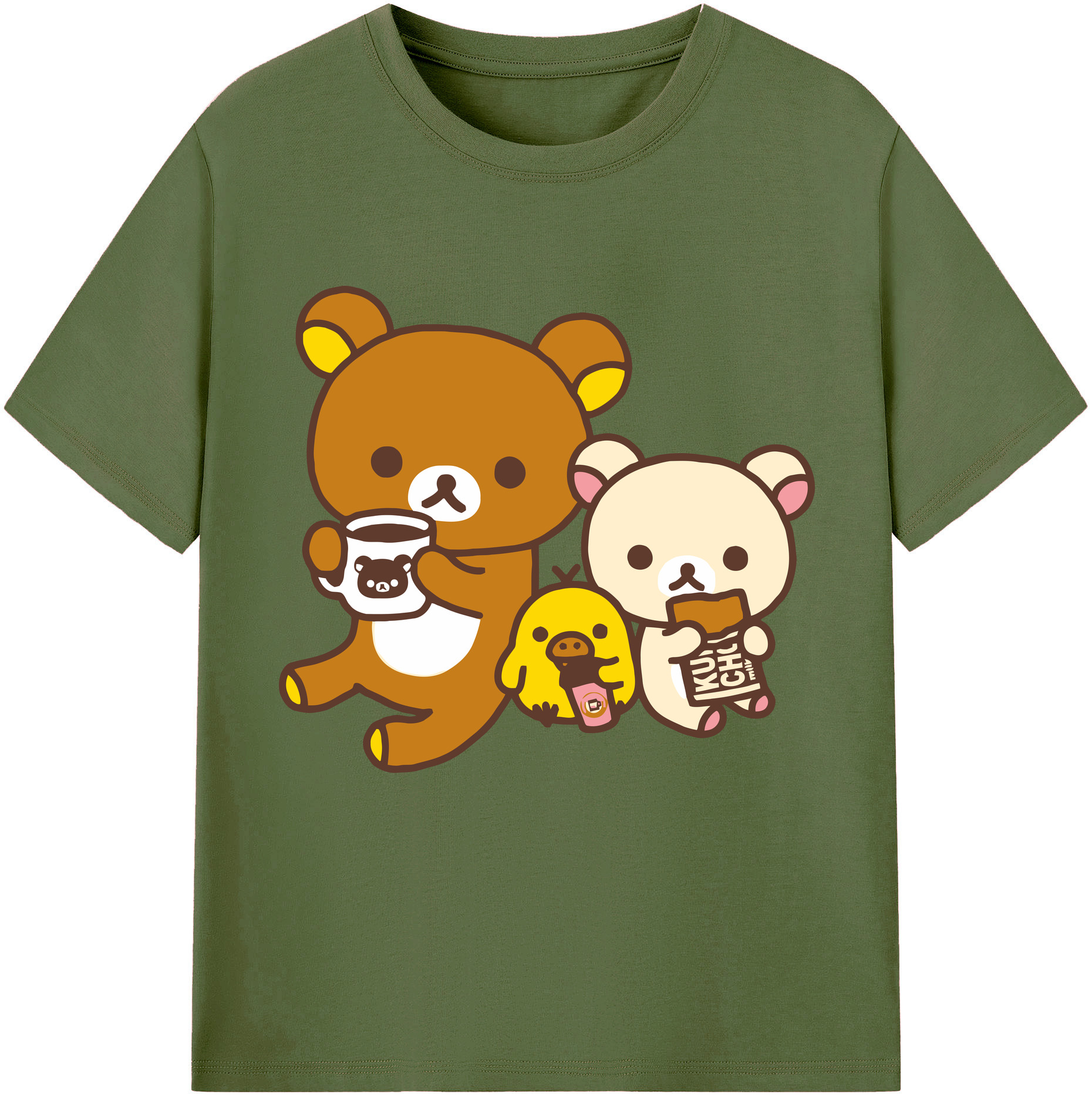 （画像用） リラックマ リラックマ キイロイトリ Rilakkuma Korilakkuma Kiiroitori 綿100％半袖Tシャツ（フロントプリント）